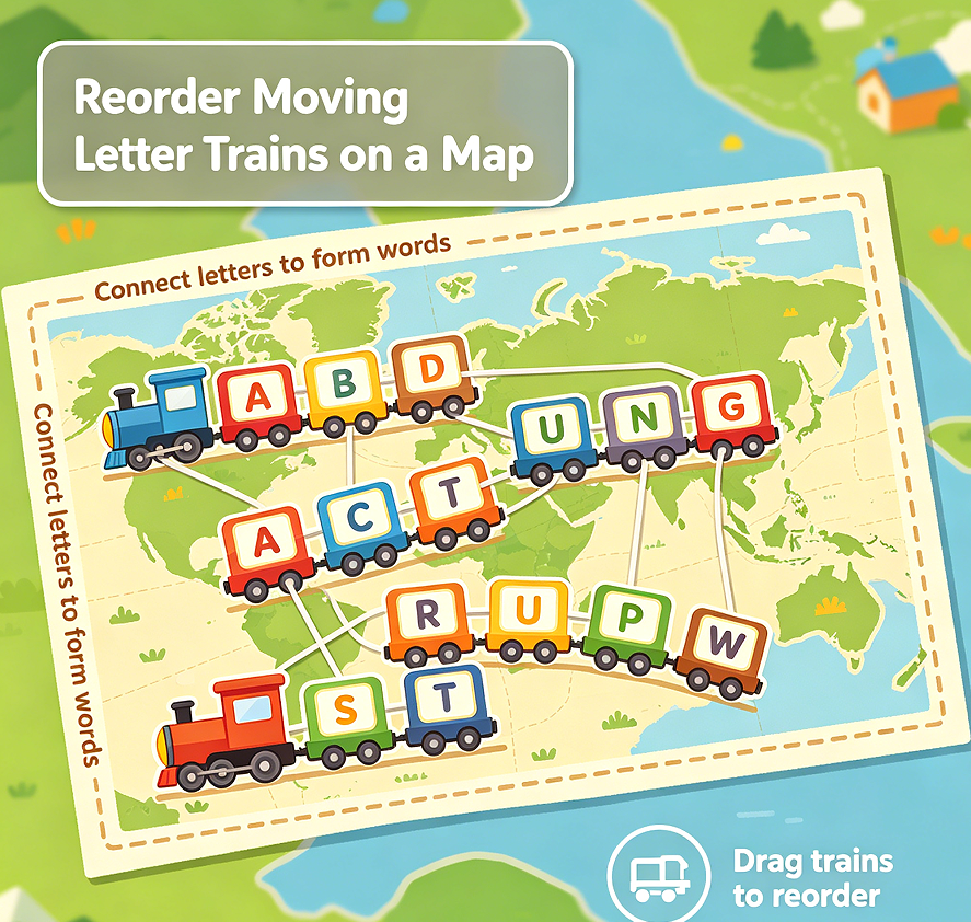 Reorder Moving Letter Trains on a Map - Image 2