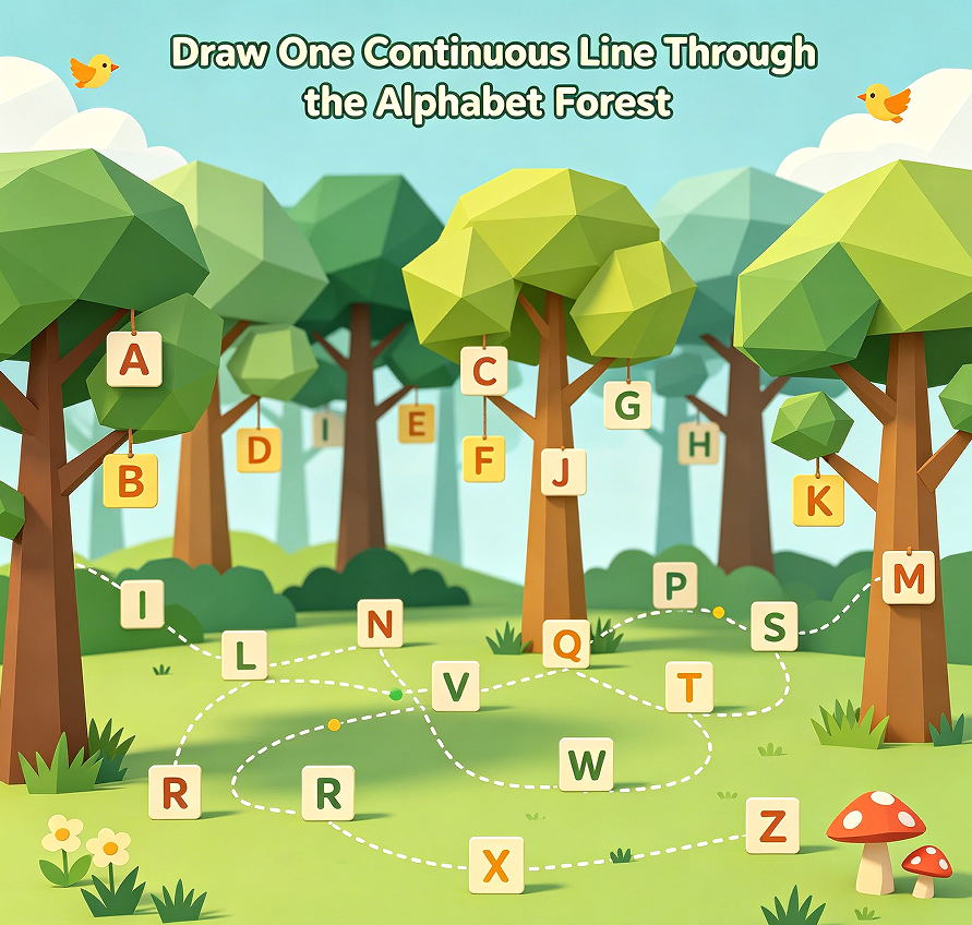 Draw One Continuous Line Through the Alphabet Forest - Image 2