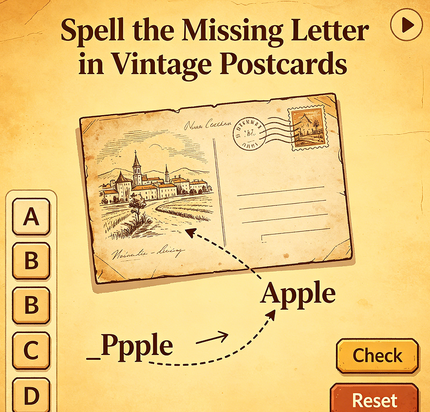 Spell the Missing Letter in Vintage Postcards - Image 2