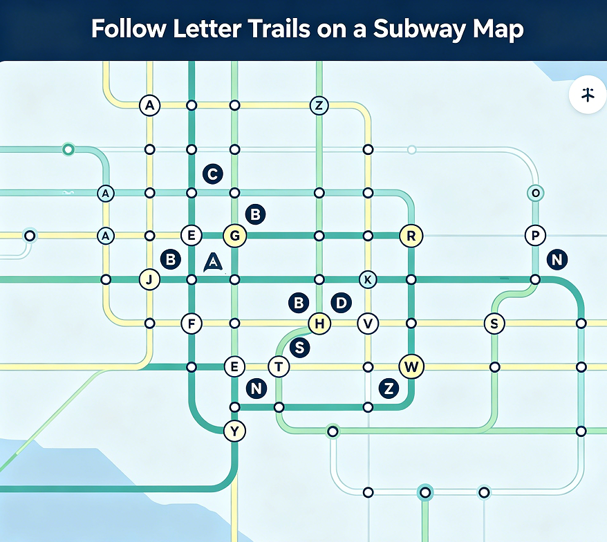 Follow Letter Trails on a Subway Map - Image 2