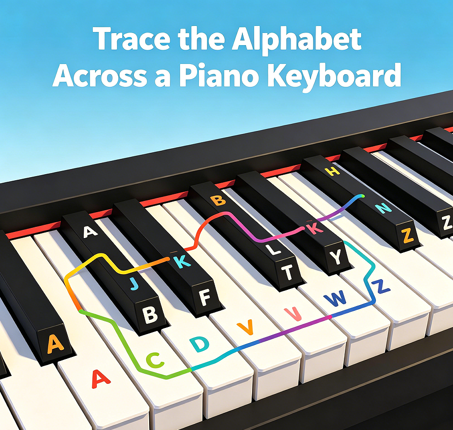 Trace the Alphabet Across a Piano Keyboard