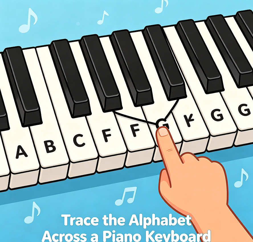 Trace the Alphabet Across a Piano Keyboard - Image 2