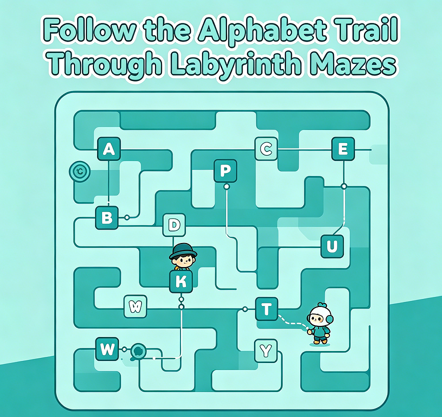 Follow the Alphabet Trail Through Labyrinth Mazes