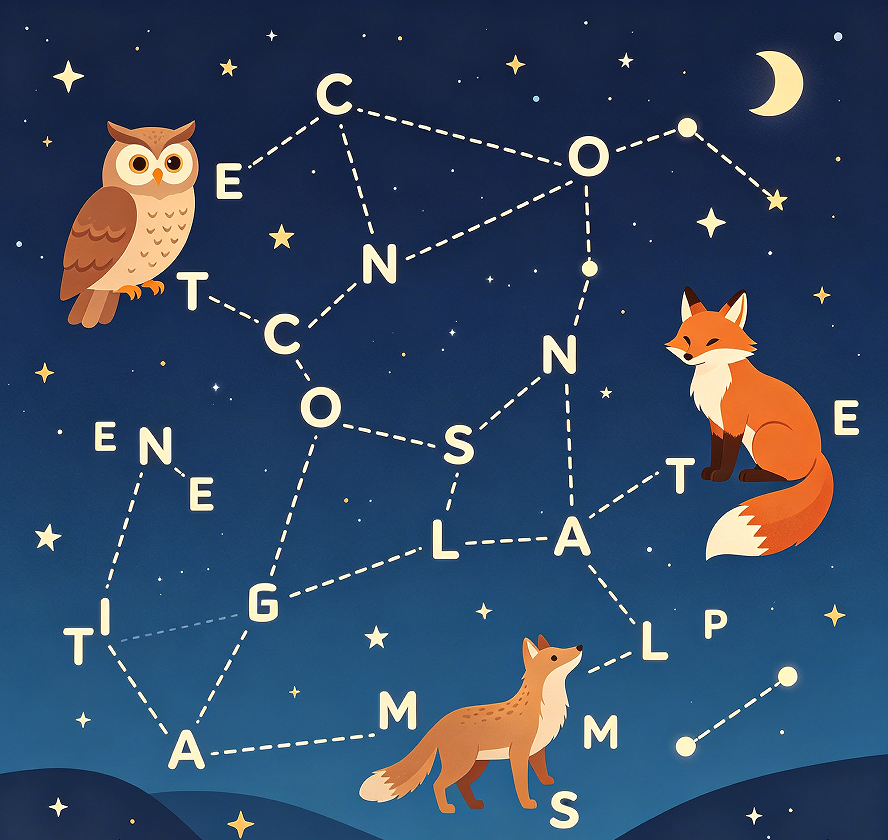 Connect Constellation Dots to Spell Night Animals - Image 2