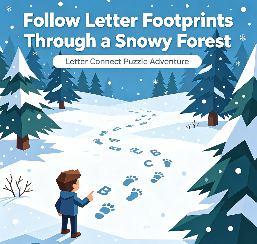Follow Letter Footprints Through a Snowy Forest