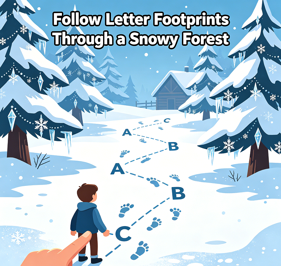 Follow Letter Footprints Through a Snowy Forest - Image 2