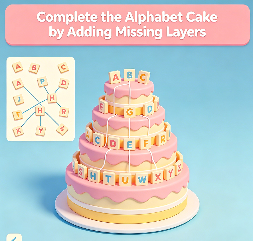 Complete the Alphabet Cake by Adding Missing Layers - Image 2
