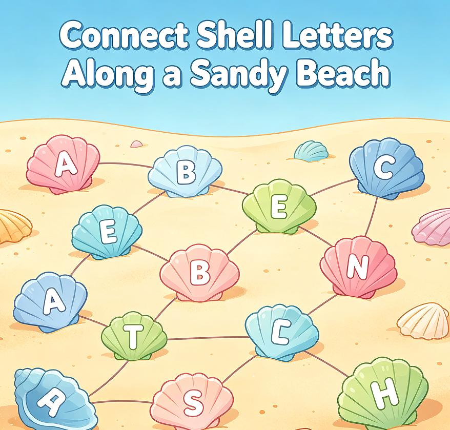 Connect Shell Letters Along a Sandy Beach - Image 2