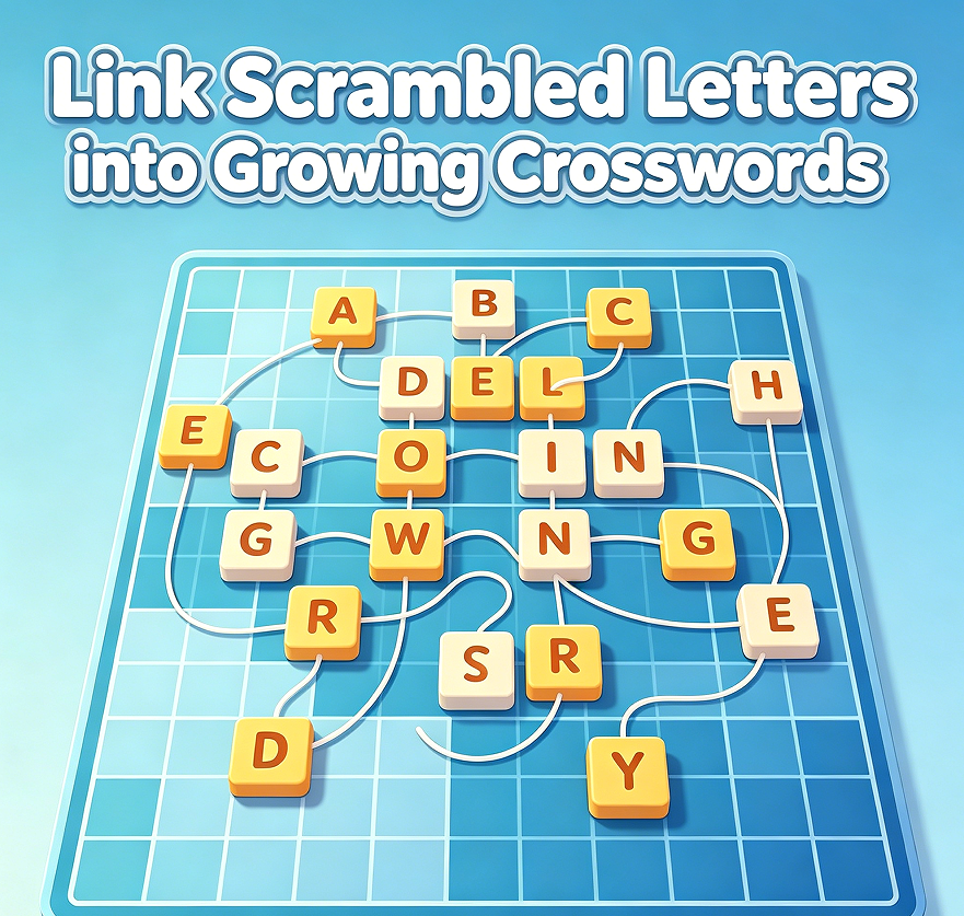 Link Scrambled Letters into Growing Crosswords