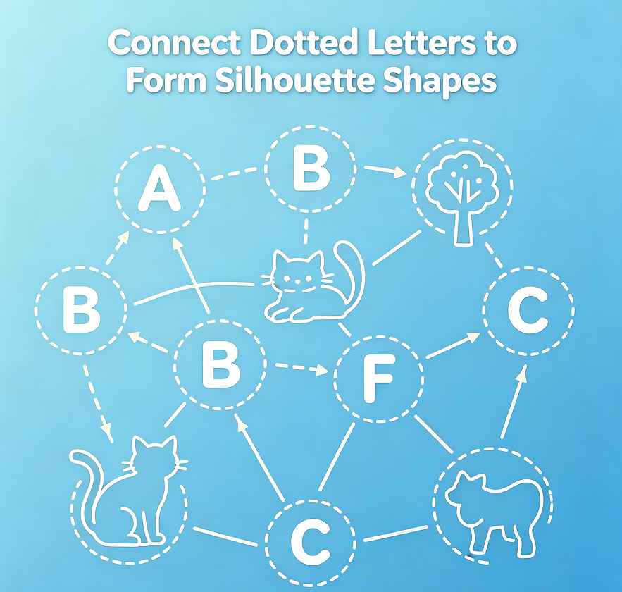 Connect Dotted Letters to Form Silhouette Shapes